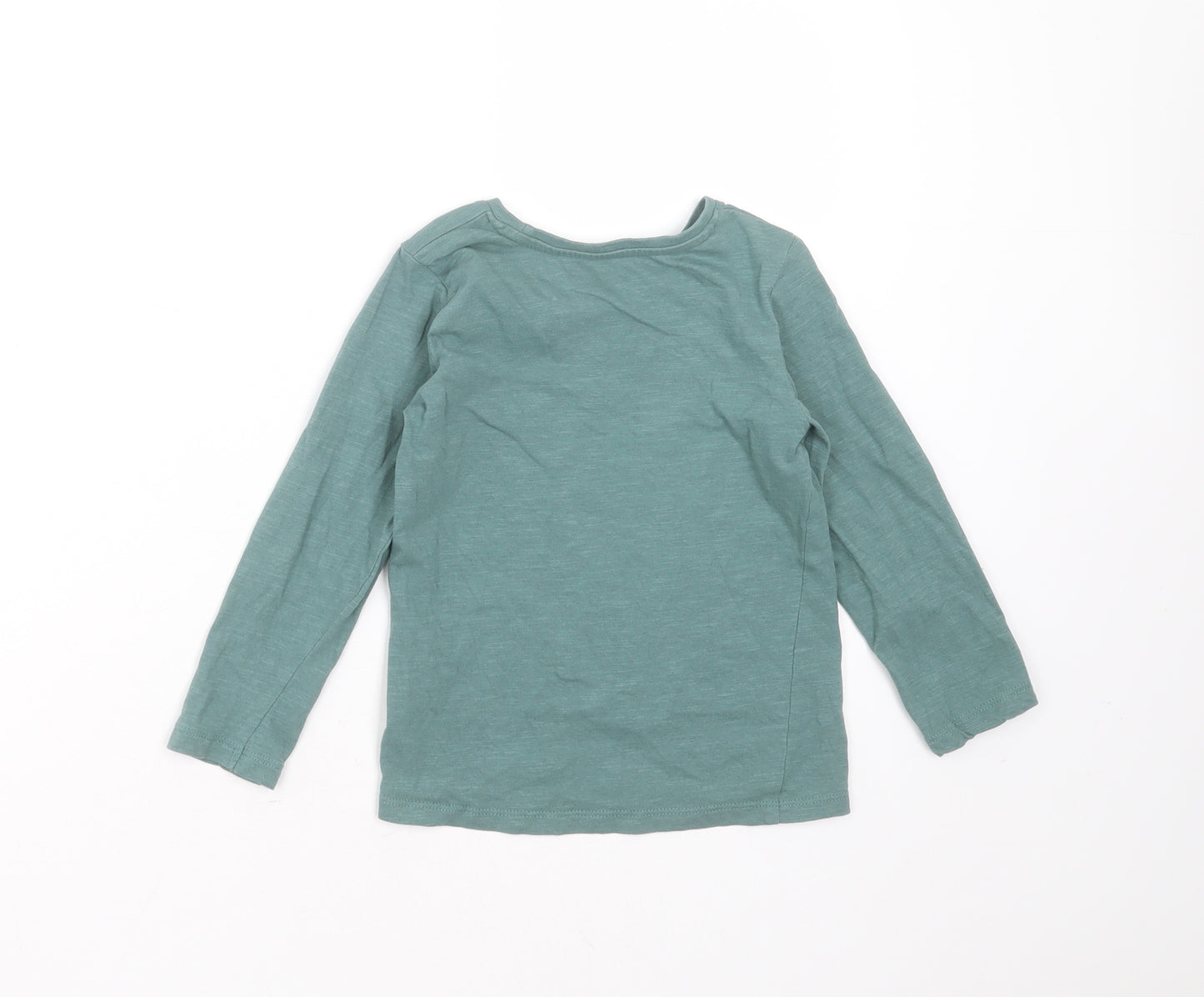Matalan Girls Green  Cotton Basic T-Shirt Size 4-5 Years Round Neck