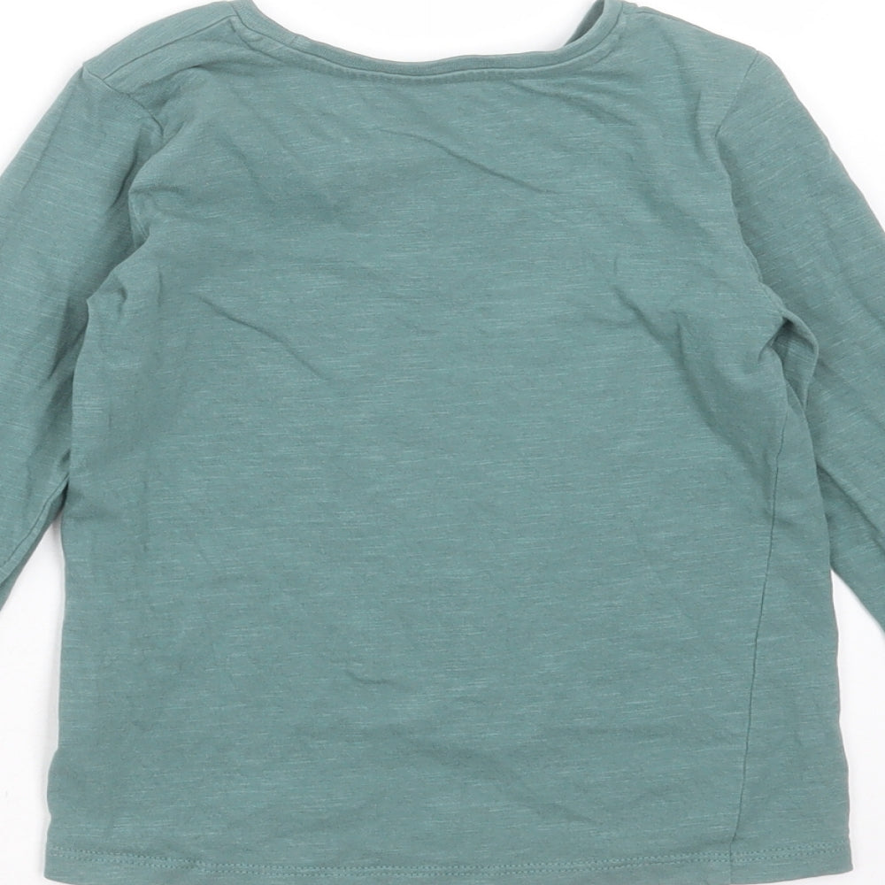Matalan Girls Green  Cotton Basic T-Shirt Size 4-5 Years Round Neck