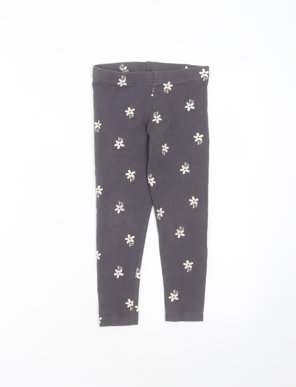 George Girls Grey Floral Cotton Carrot Trousers Size 5-6 Years  Extra-Slim  - leggings