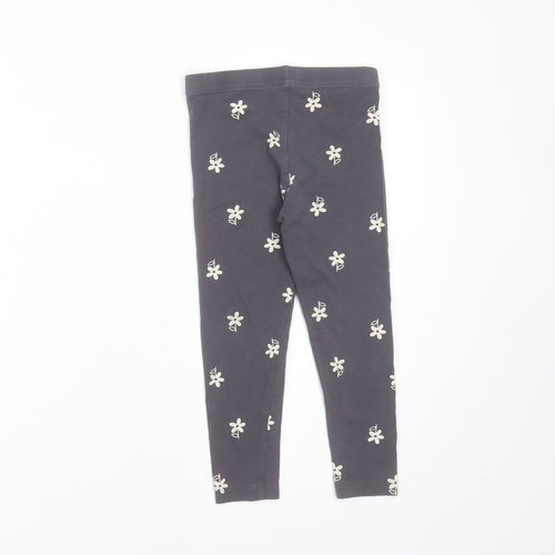 George Girls Grey Floral Cotton Carrot Trousers Size 5-6 Years  Extra-Slim  - leggings