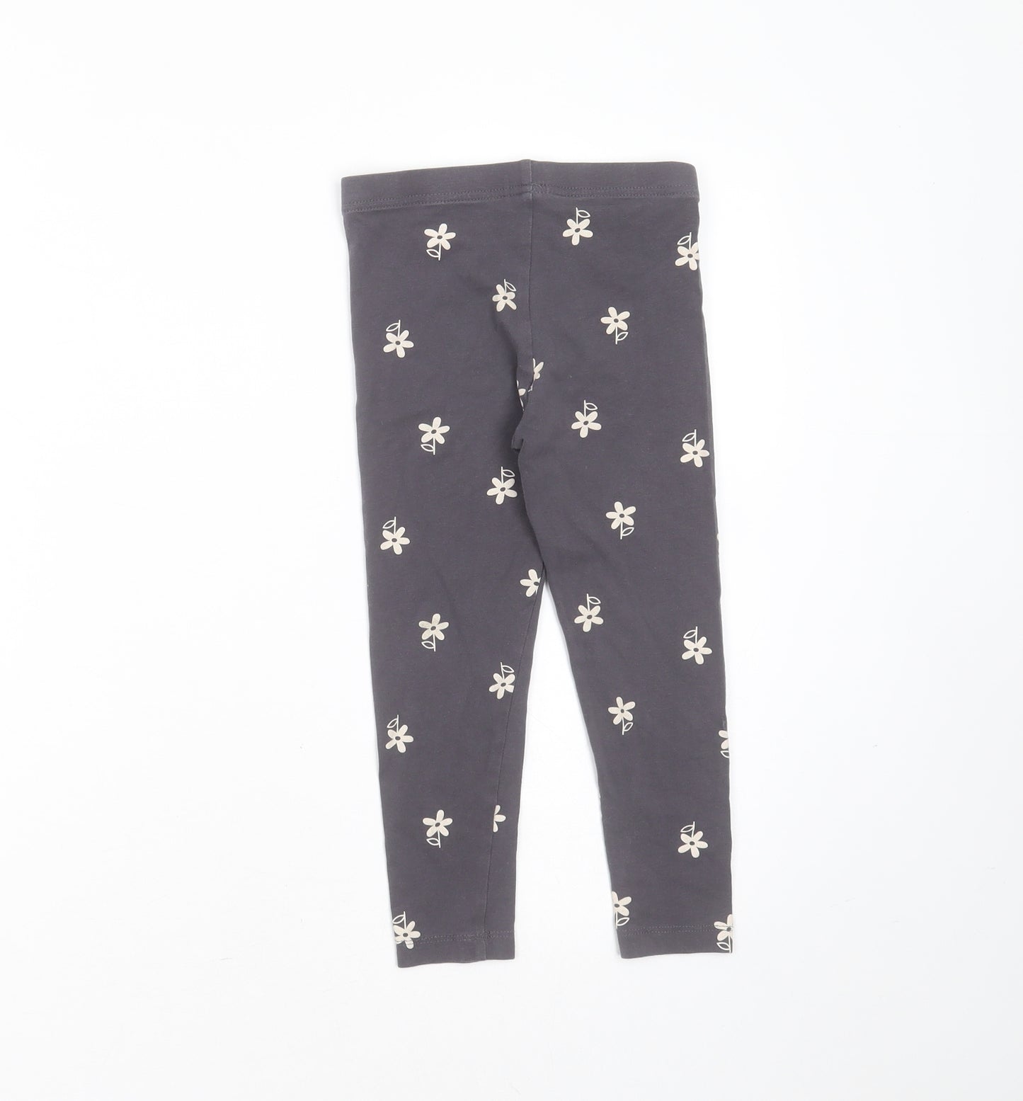 George Girls Grey Floral Cotton Carrot Trousers Size 5-6 Years  Extra-Slim  - leggings
