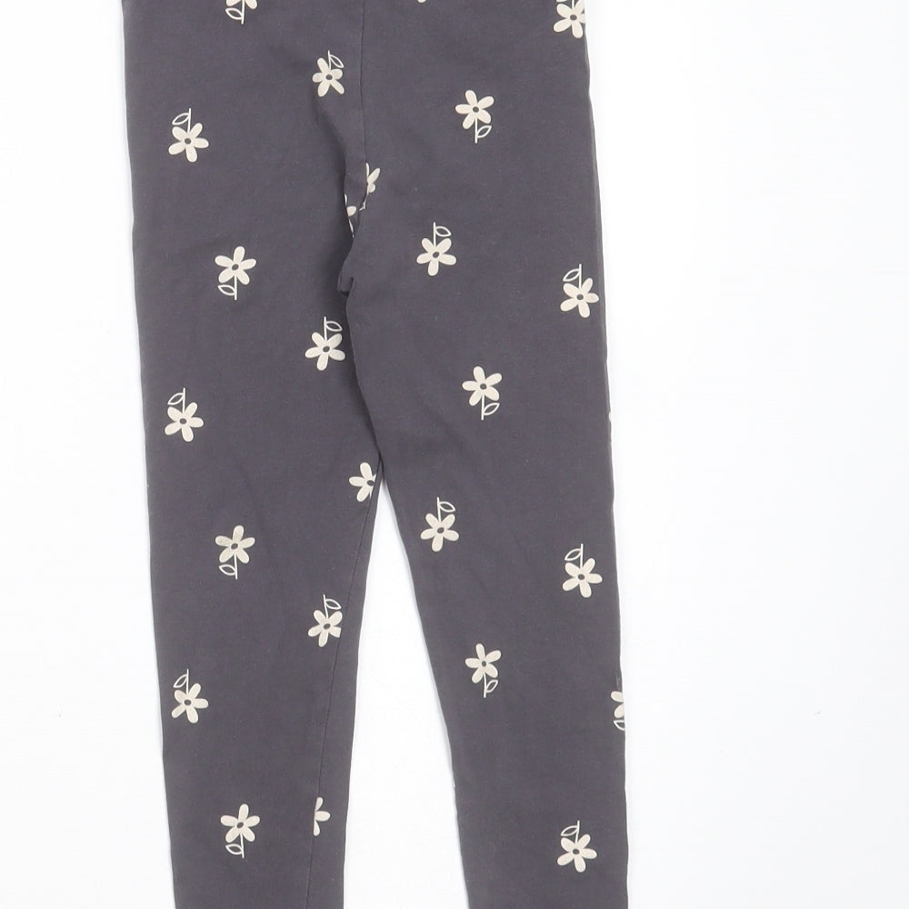 George Girls Grey Floral Cotton Carrot Trousers Size 5-6 Years  Extra-Slim  - leggings