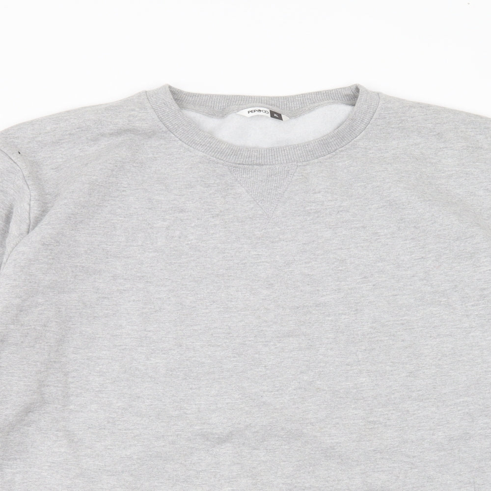 Pep & co Mens Grey  Cotton Pullover Sweatshirt Size XL