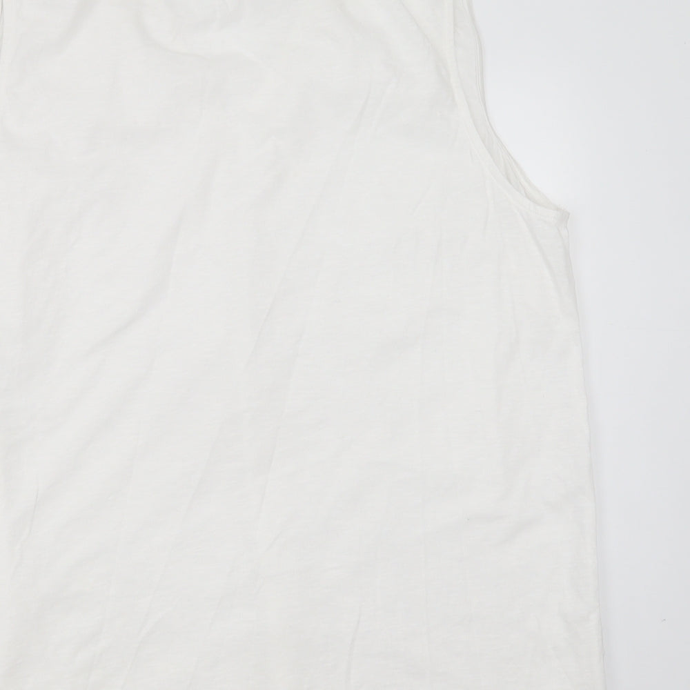 NEXT Womens White Floral Cotton Basic T-Shirt Size 20 V-Neck - Floral embroidery