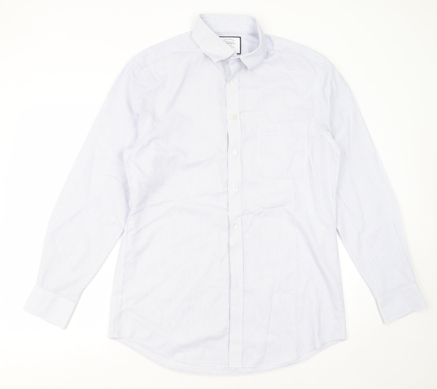 Charles Tyrwhitt Mens Blue Check Cotton  Dress Shirt Size 16 Collared Button