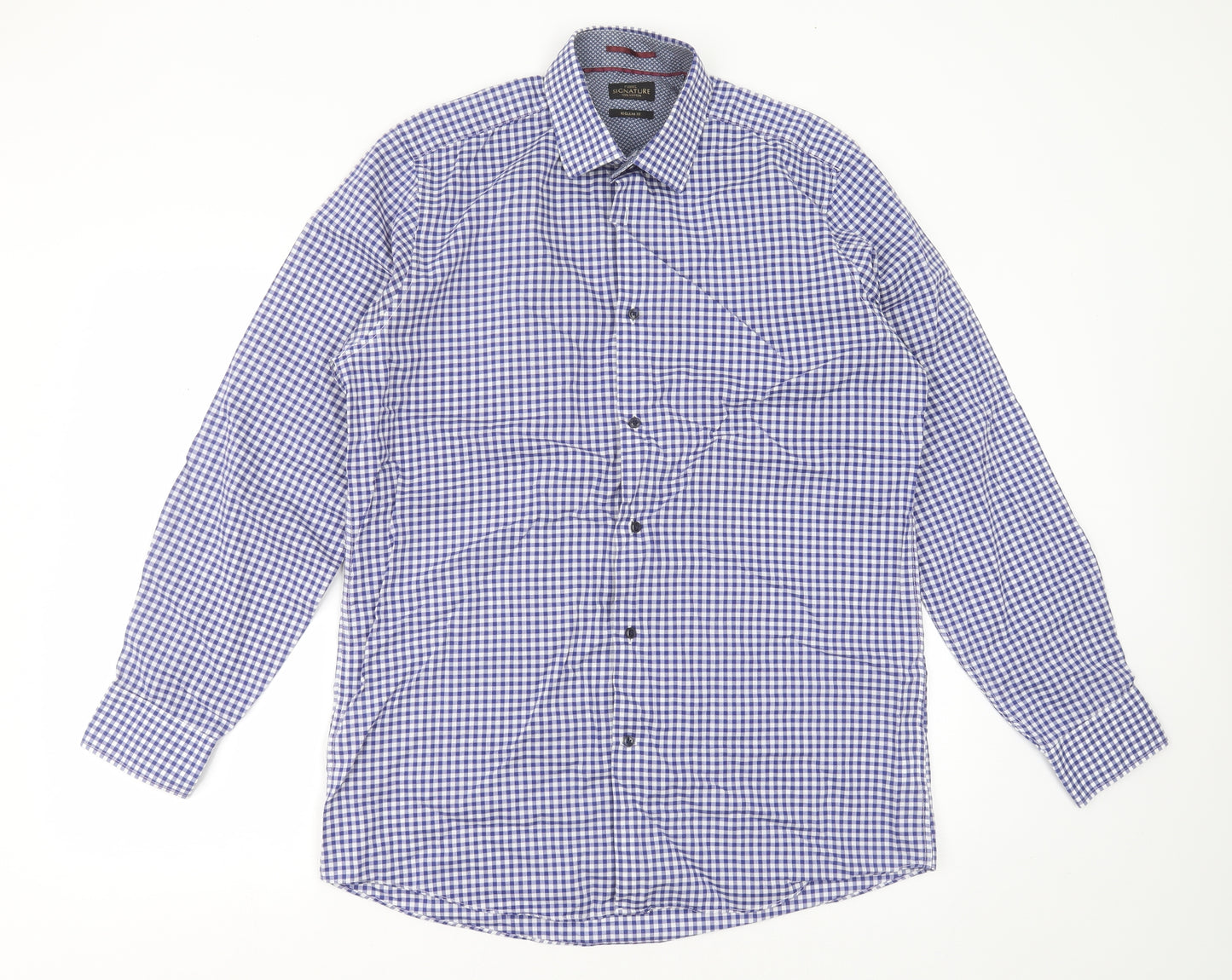NEXT Mens Blue Check Cotton  Dress Shirt Size 16 Collared Button