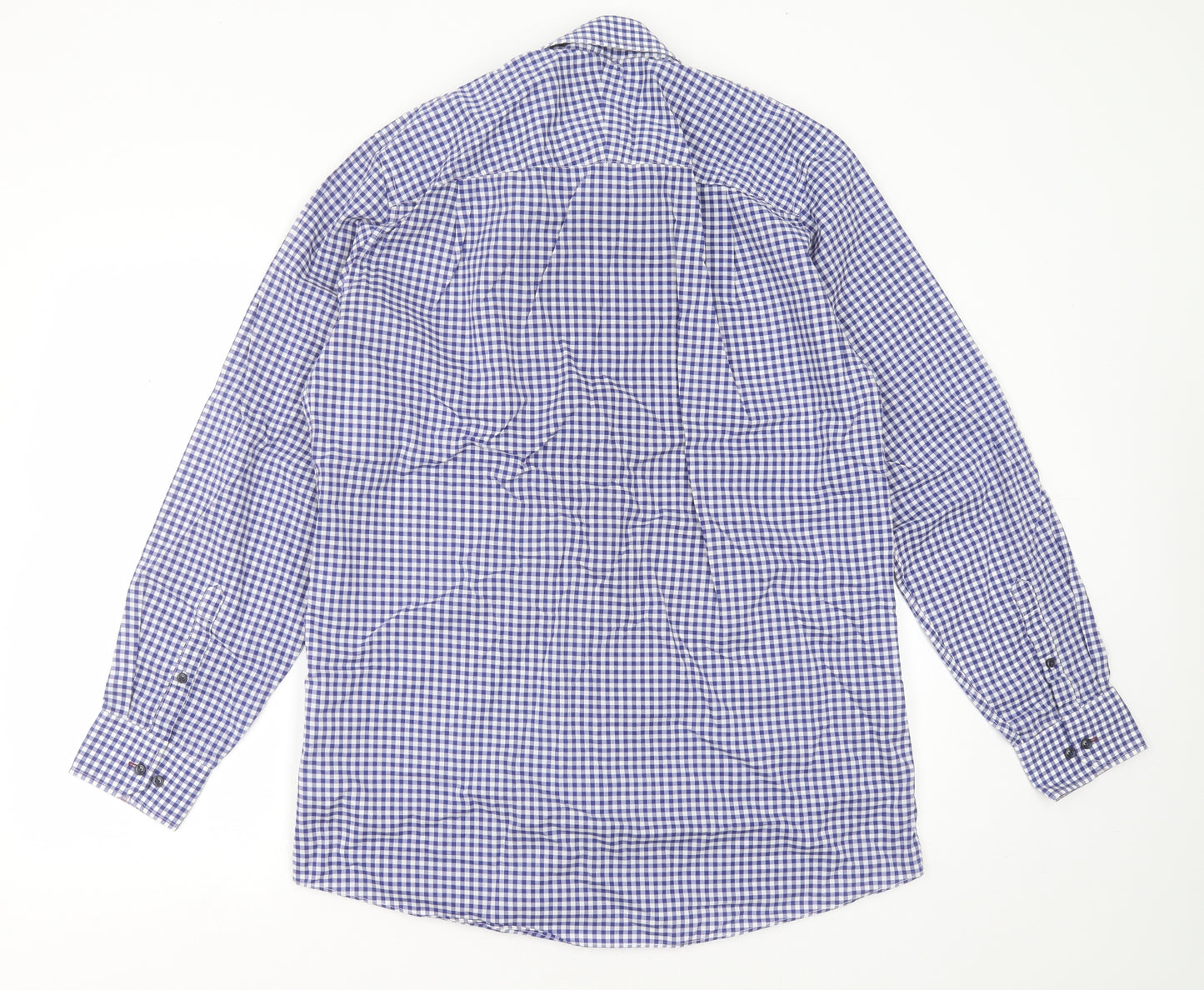 NEXT Mens Blue Check Cotton  Dress Shirt Size 16 Collared Button