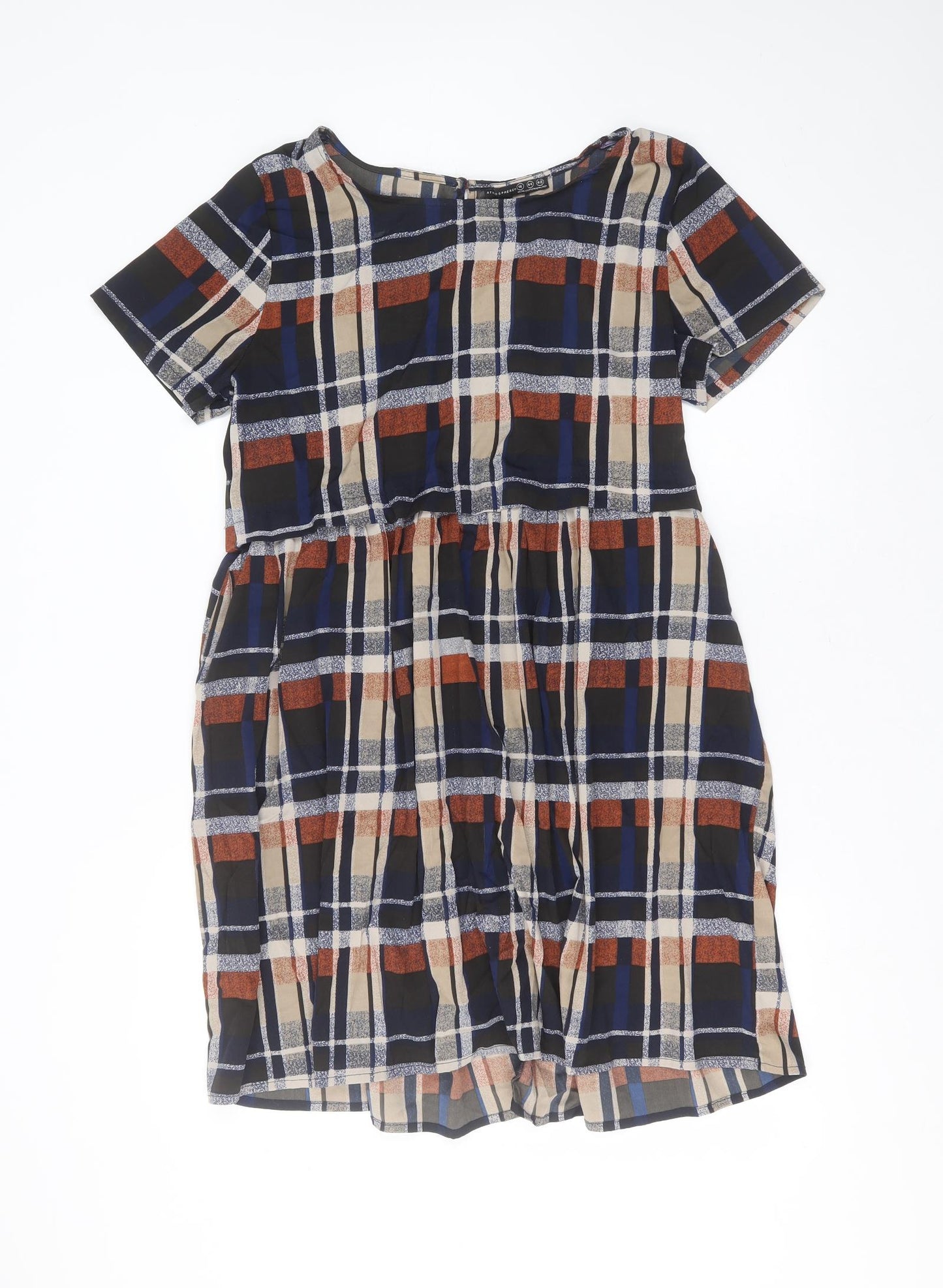 Primark Womens Multicoloured Check Polyester Fit & Flare  Size 16  Round Neck