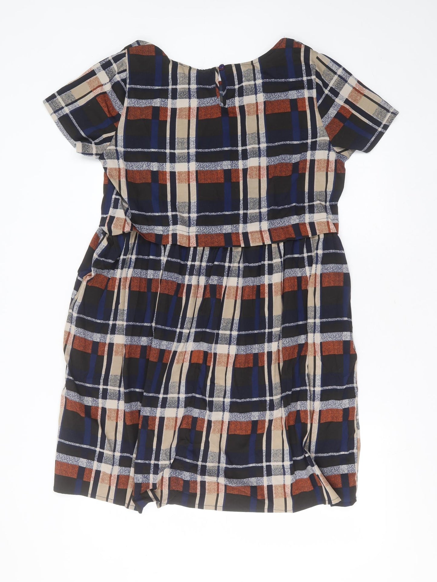 Primark Womens Multicoloured Check Polyester Fit & Flare  Size 16  Round Neck