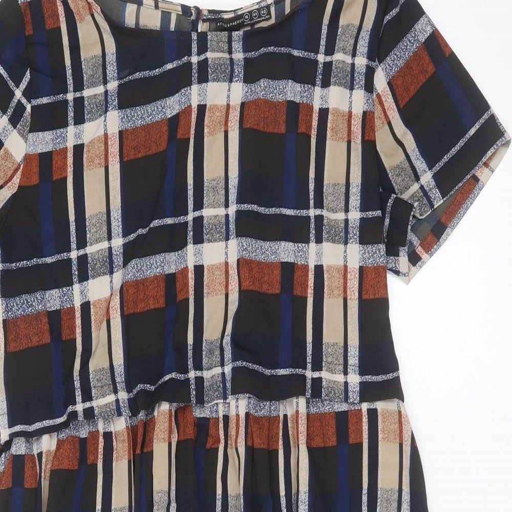 Primark Womens Multicoloured Check Polyester Fit & Flare  Size 16  Round Neck