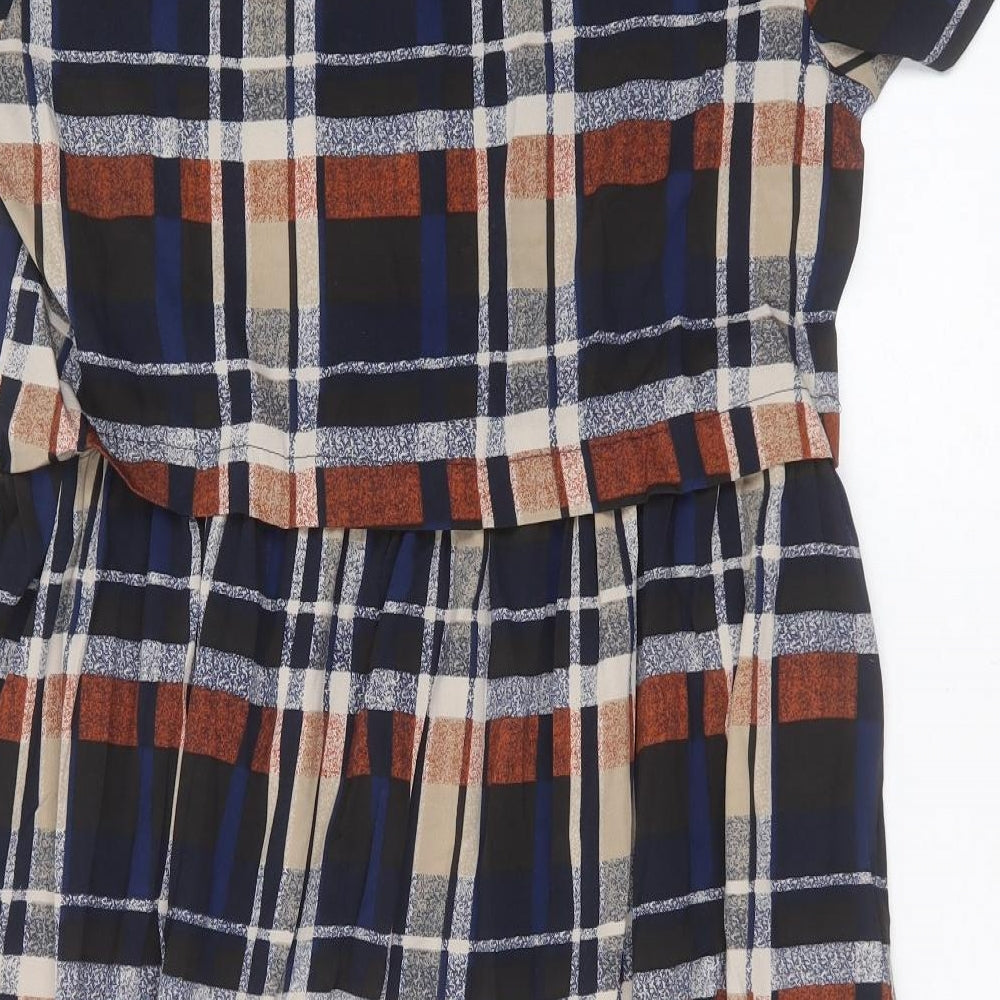 Primark Womens Multicoloured Check Polyester Fit & Flare  Size 16  Round Neck