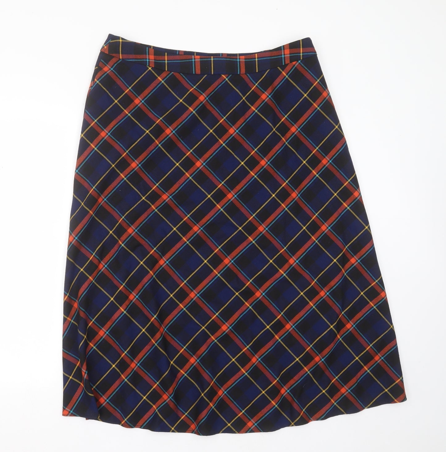 George Womens Blue Plaid Polyester A-Line Skirt Size 16