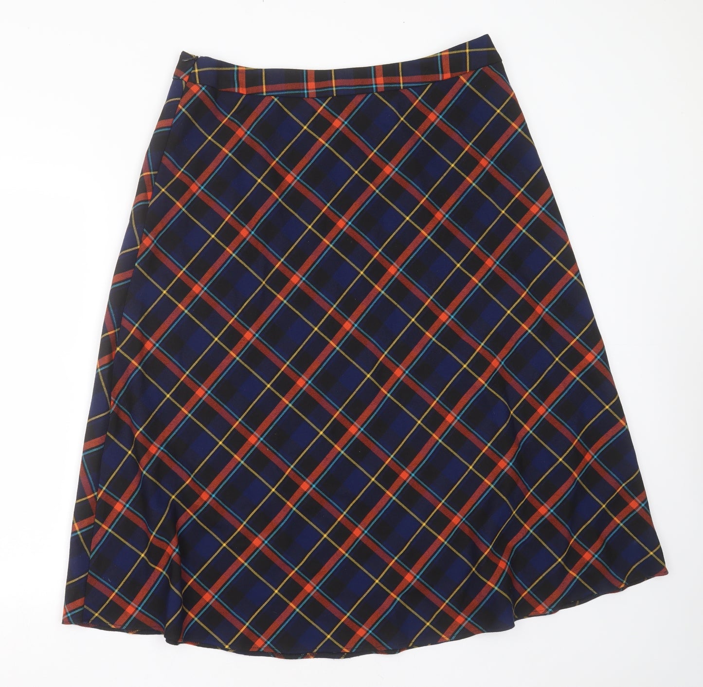 George Womens Blue Plaid Polyester A-Line Skirt Size 16