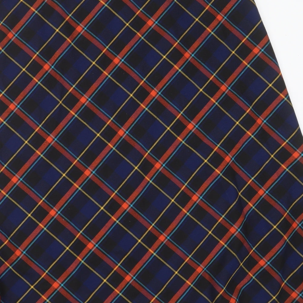 George Womens Blue Plaid Polyester A-Line Skirt Size 16