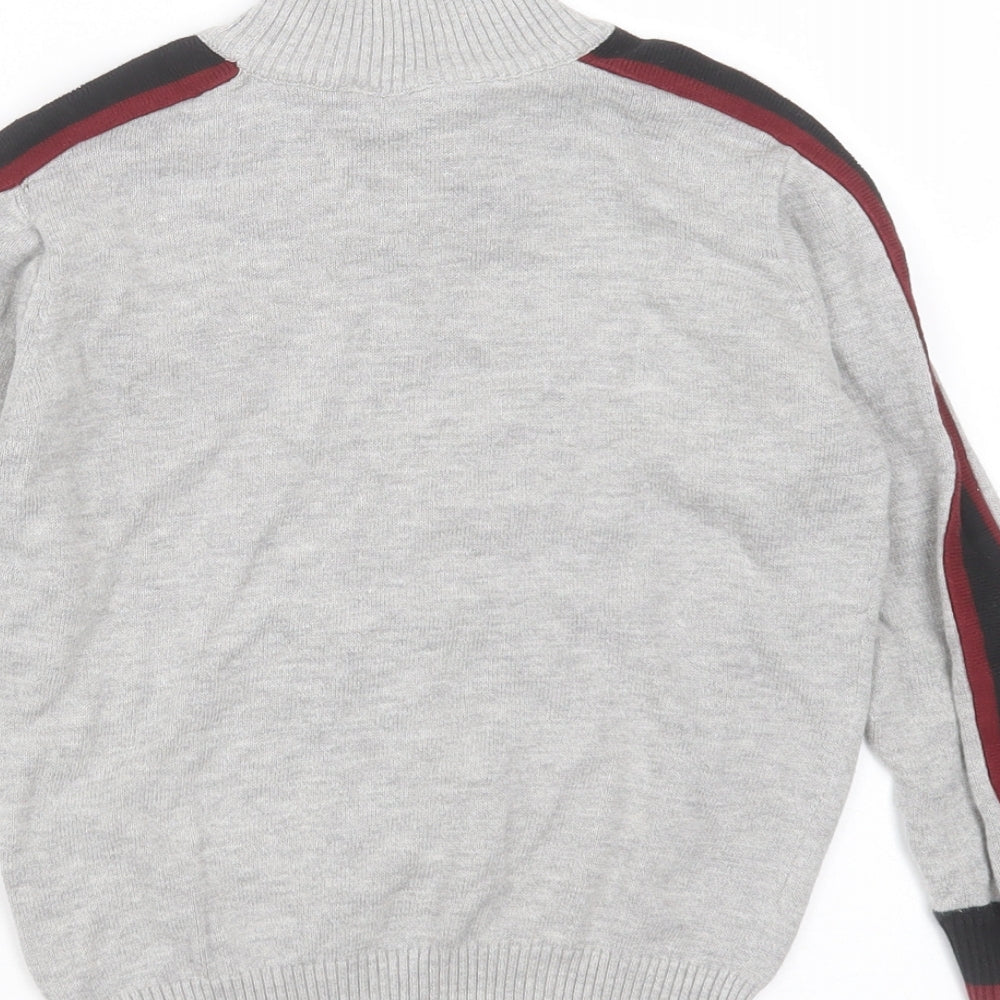 M&Co Boys Grey Round Neck  Cotton Pullover Jumper Size 5-6 Years