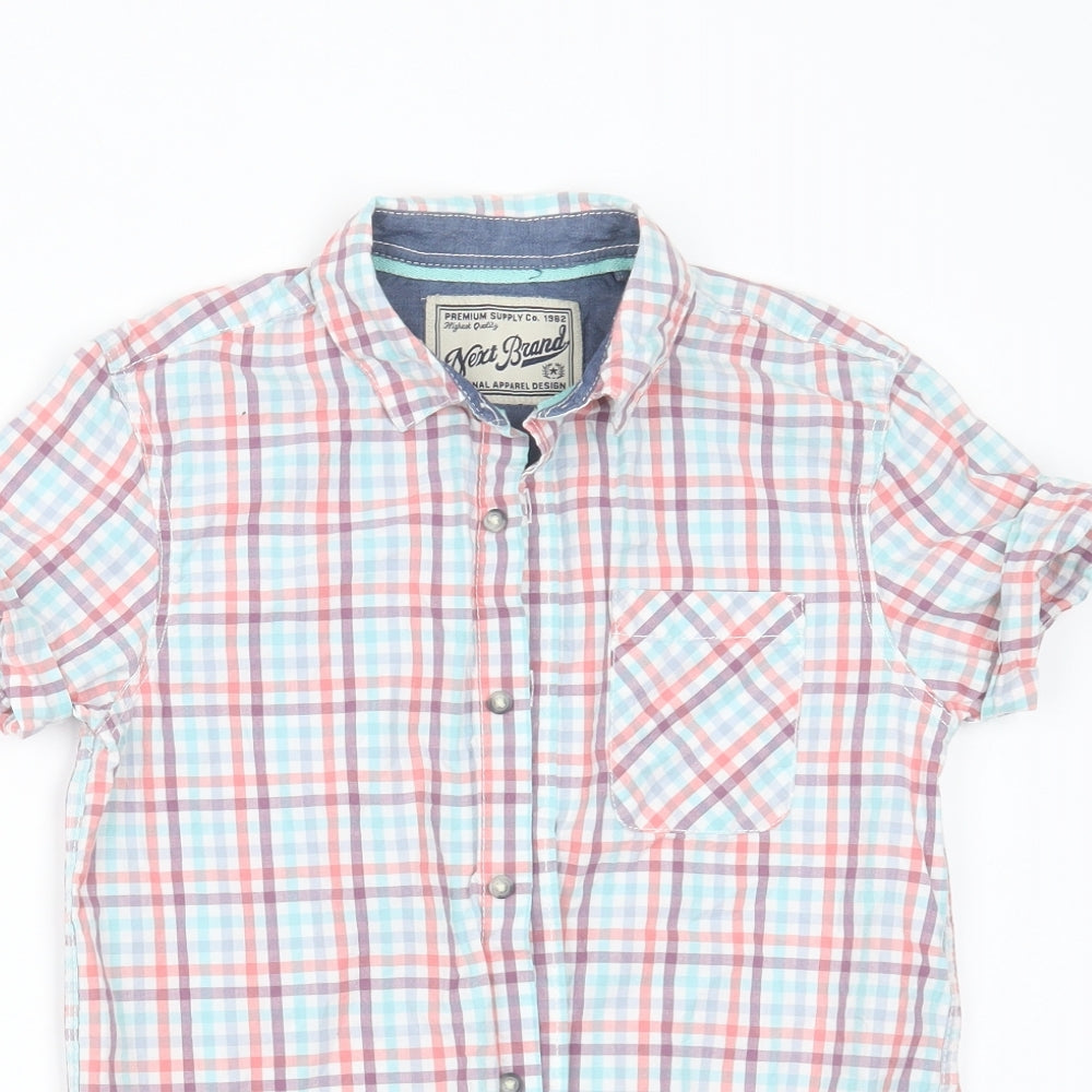 NEXT Boys Multicoloured Check Cotton Basic Button-Up Size 10 Years Collared Button