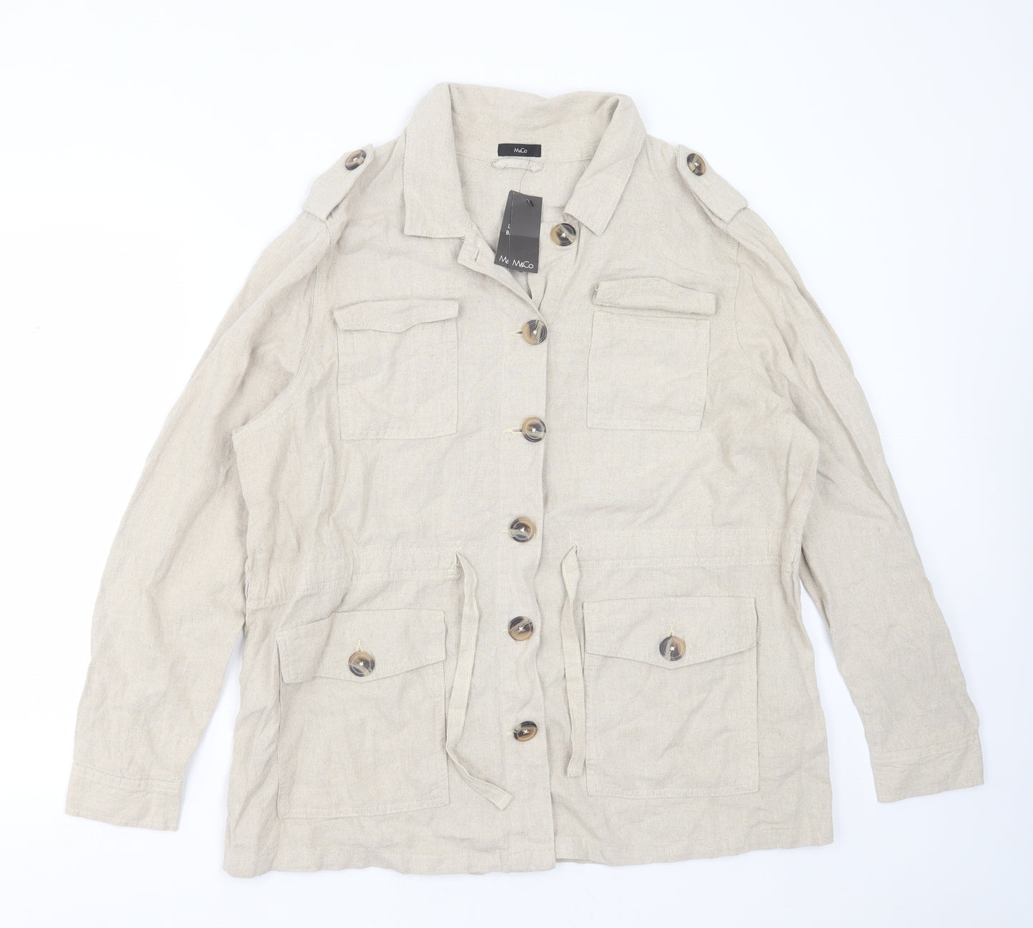 M&Co Womens Beige   Jacket  Size 16  Button