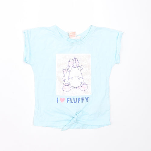 DISPICABLE ME Girls Blue  Cotton Basic T-Shirt Size 4 Years Round Neck  - sequins