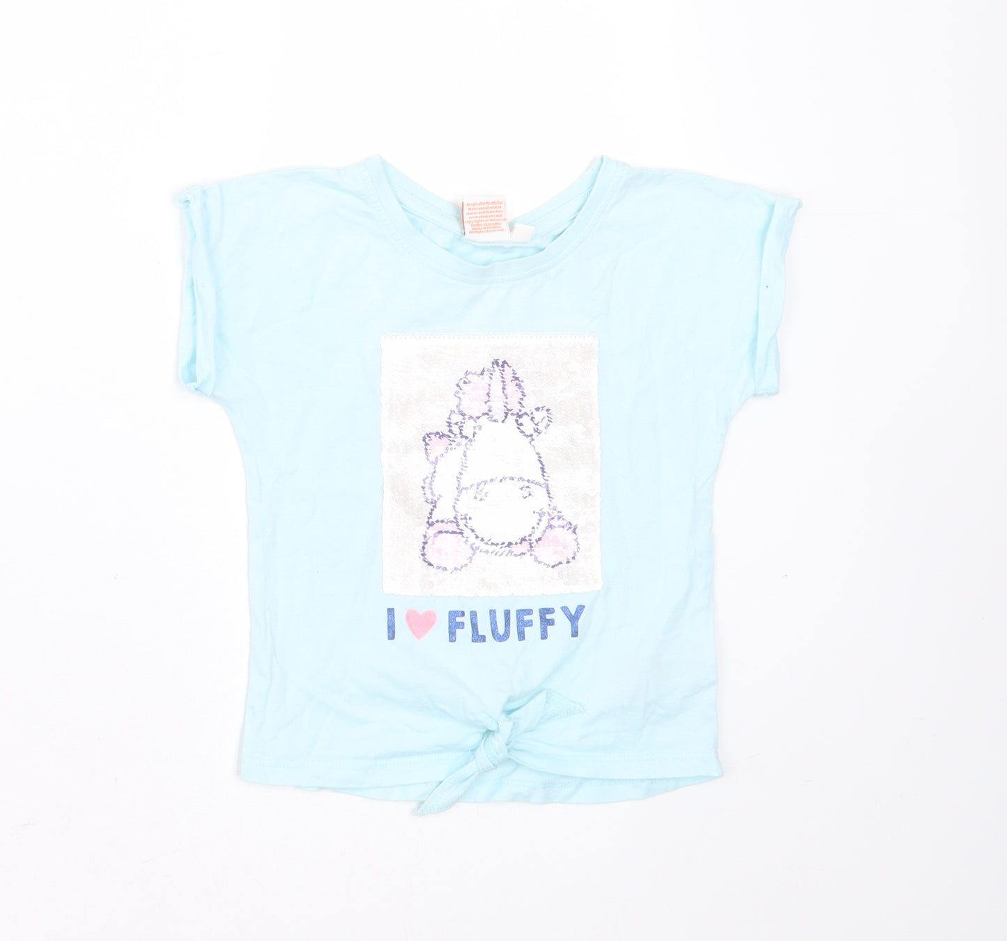 DISPICABLE ME Girls Blue  Cotton Basic T-Shirt Size 4 Years Round Neck  - sequins