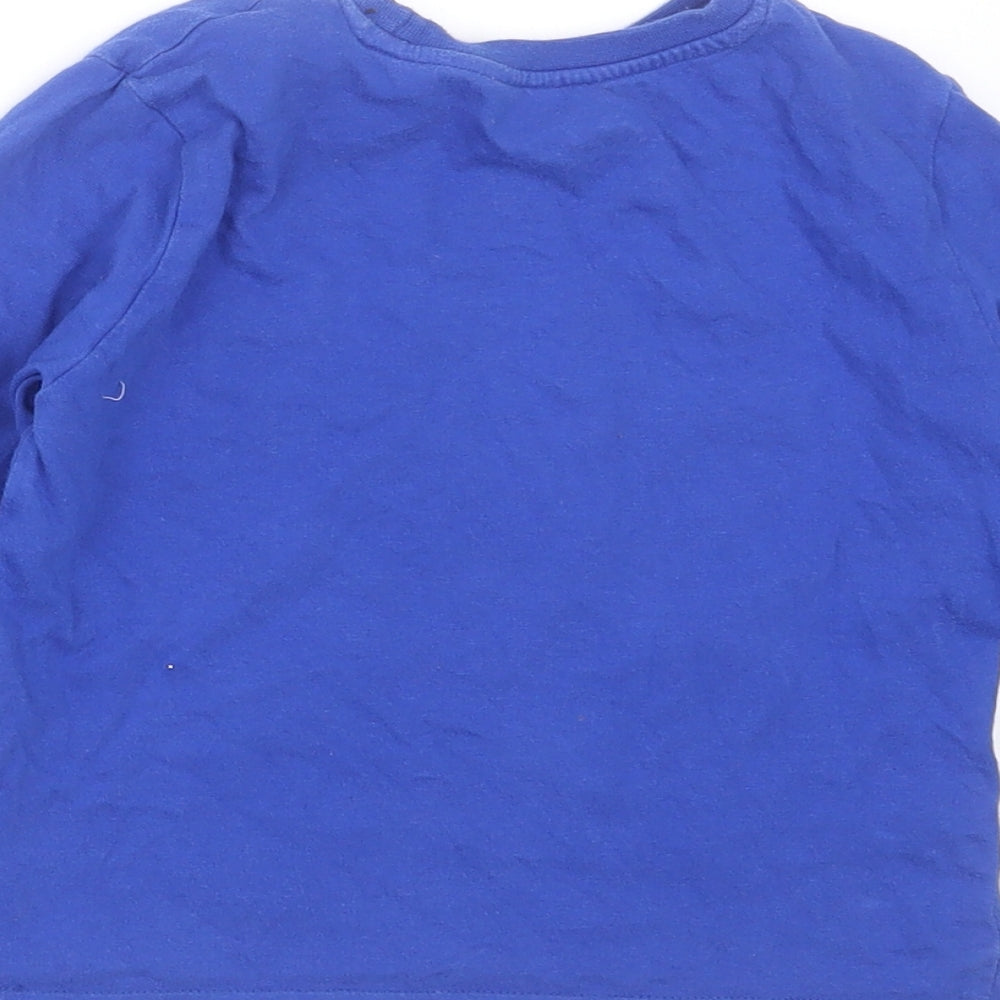 Primark Boys Blue  Cotton Basic T-Shirt Size 3-4 Years Round Neck  - speech bubbles