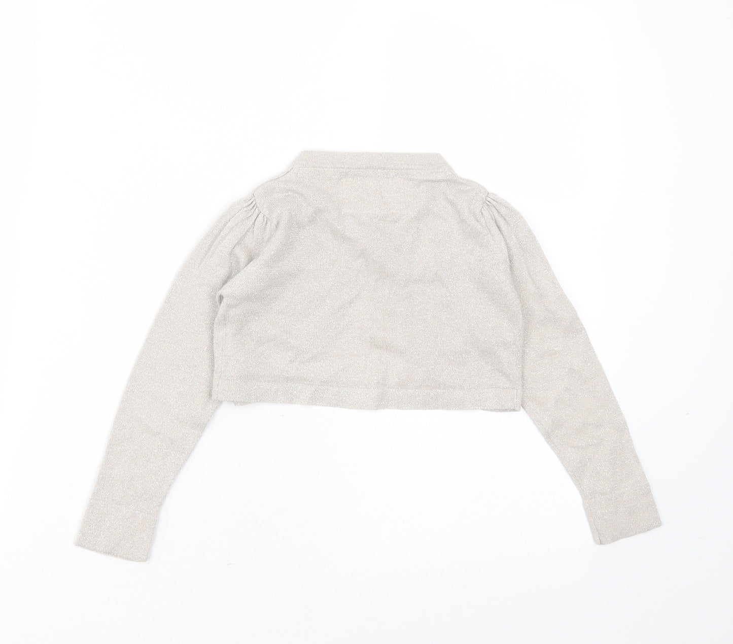Young Dimension Girls Beige Round Neck  Polyester Shrug Jumper Size 5-6 Years  Button - glittery