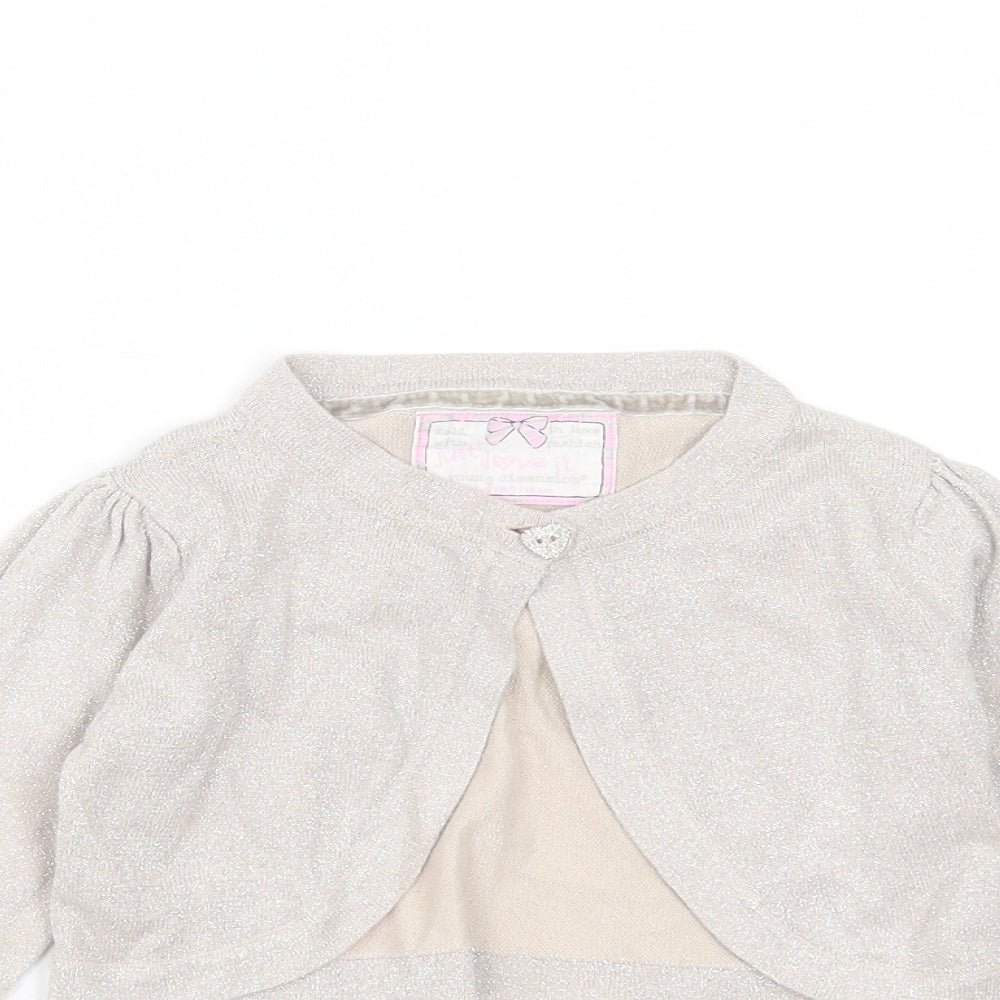 Young Dimension Girls Beige Round Neck  Polyester Shrug Jumper Size 5-6 Years  Button - glittery