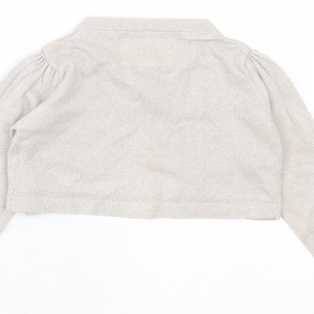 Young Dimension Girls Beige Round Neck  Polyester Shrug Jumper Size 5-6 Years  Button - glittery
