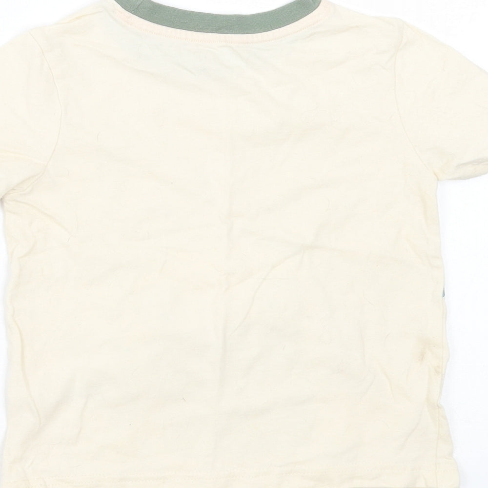 Nutmeg Boys Ivory  Cotton Basic T-Shirt Size 2-3 Years Round Neck  - hide and seek