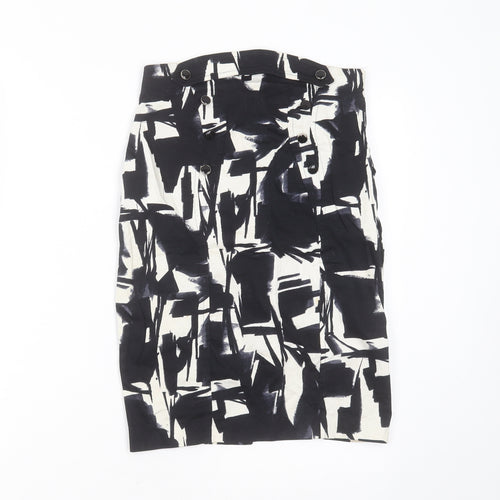 River Island Womens Black Geometric Cotton Straight & Pencil Skirt Size 8