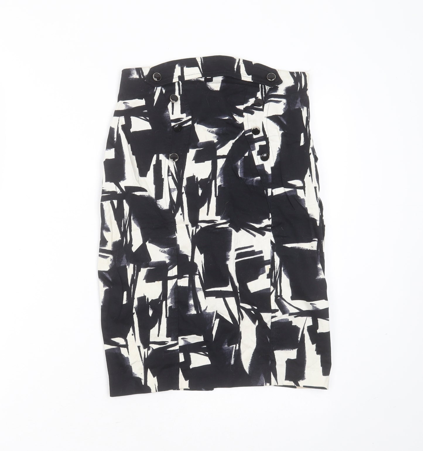 River Island Womens Black Geometric Cotton Straight & Pencil Skirt Size 8