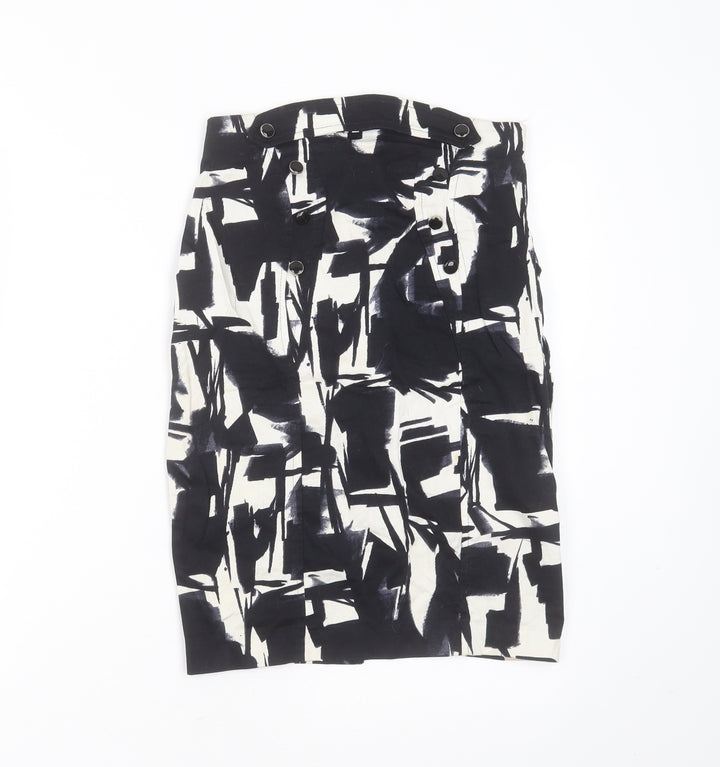River Island Womens Black Geometric Cotton Straight & Pencil Skirt Size 8