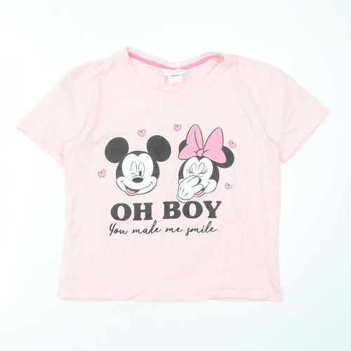 Boux Avenue Womens Pink Solid Cotton Top Pyjama Top Size 10   - Mickey and Minnie Mouse