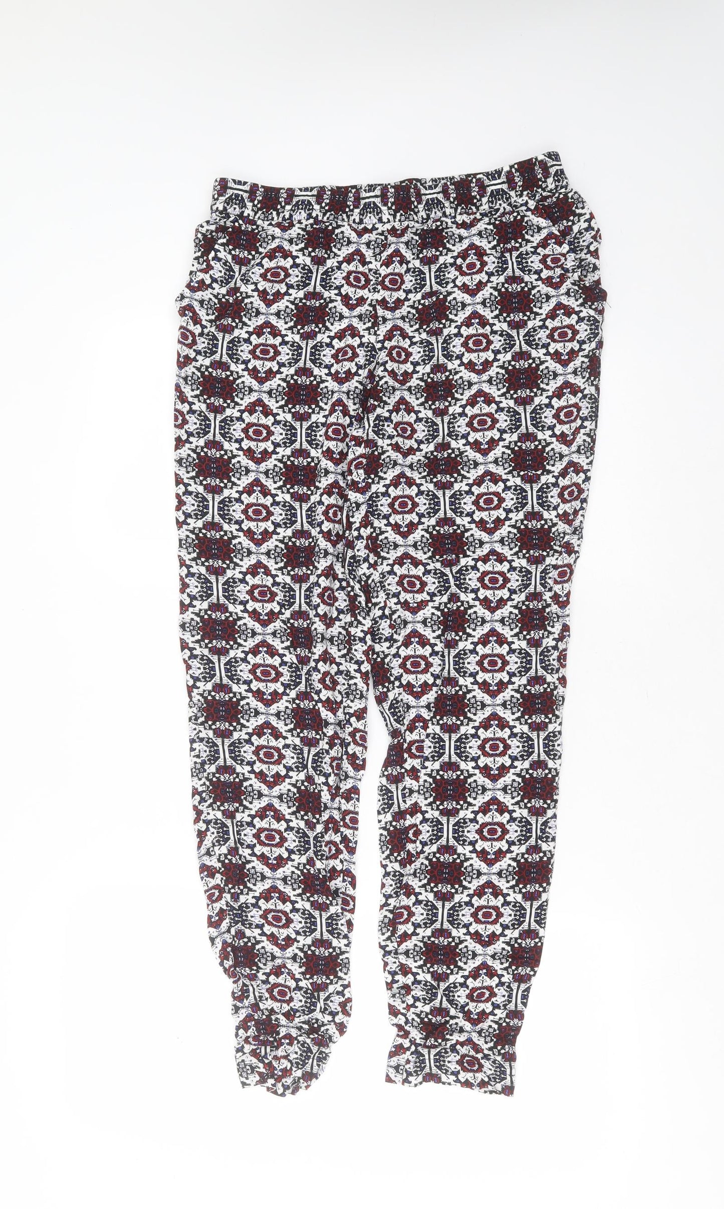 Divided by H&M Womens Multicoloured Geometric Viscose Bloomer Trousers Size 8 L29 in Regular