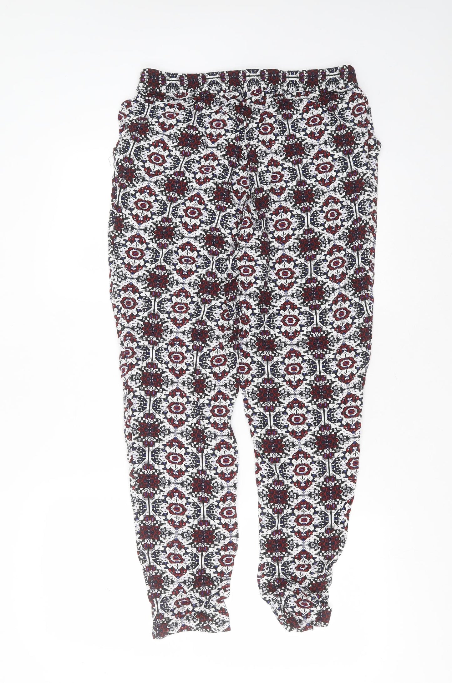 Divided by H&M Womens Multicoloured Geometric Viscose Bloomer Trousers Size 8 L29 in Regular