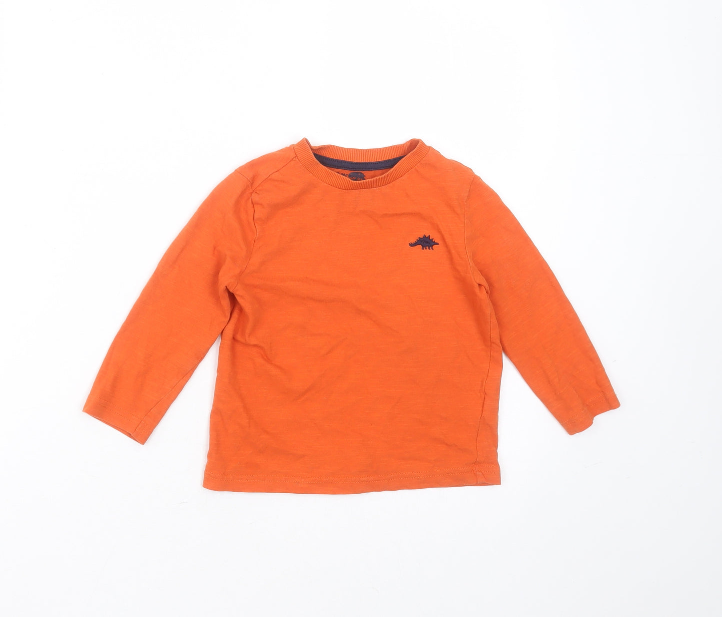 F&F Boys Orange  Cotton Basic T-Shirt Size 2-3 Years Round Neck
