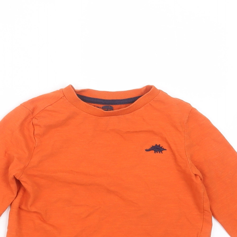 F&F Boys Orange  Cotton Basic T-Shirt Size 2-3 Years Round Neck
