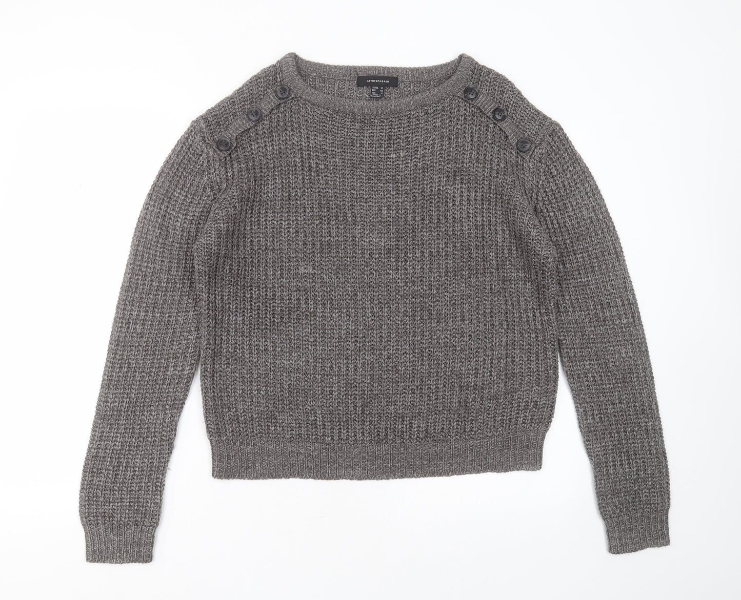 Primark Womens Grey Round Neck  Acrylic Pullover Jumper Size 12