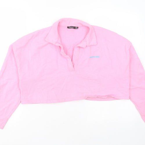 Boohoo Womens Pink  Polyester Pullover Sweatshirt Size 10   - cropped