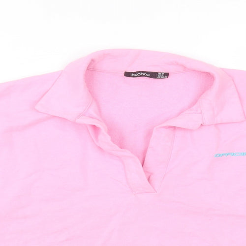 Boohoo Womens Pink  Polyester Pullover Sweatshirt Size 10   - cropped