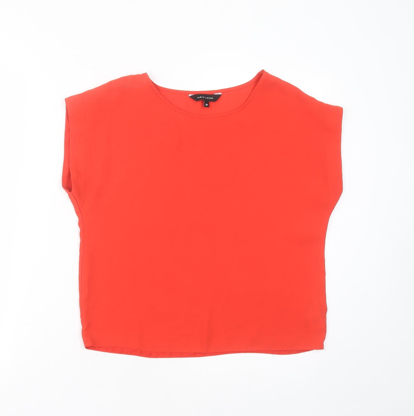 New Look Womens Orange  Polyester Basic Blouse Size 10 Round Neck