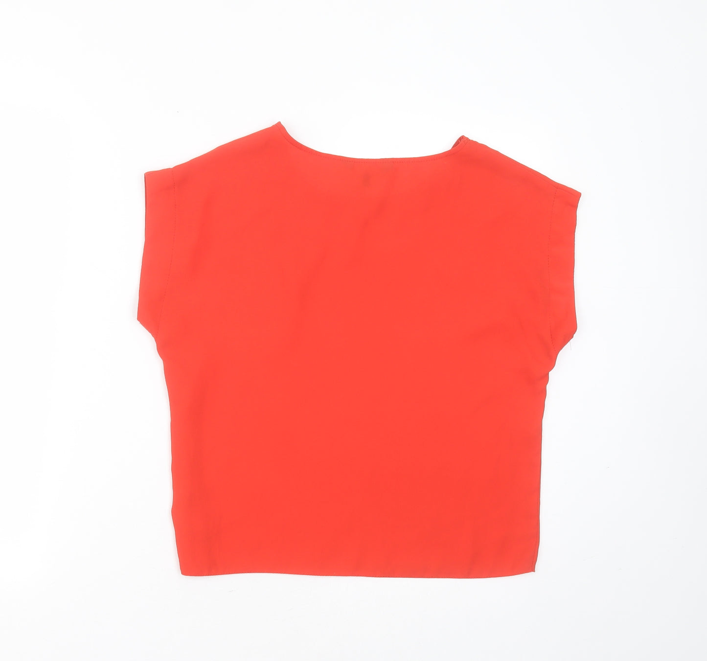 New Look Womens Orange  Polyester Basic Blouse Size 10 Round Neck