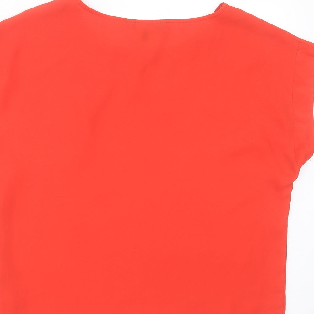 New Look Womens Orange  Polyester Basic Blouse Size 10 Round Neck