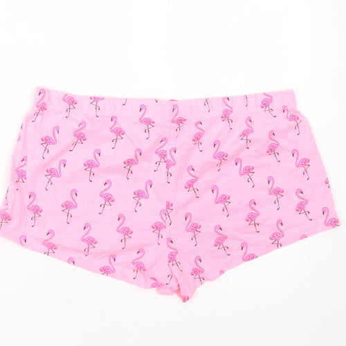 Primark Womens Pink Solid Cotton  Sleep Shorts Size M  Drawstring - flamingo
