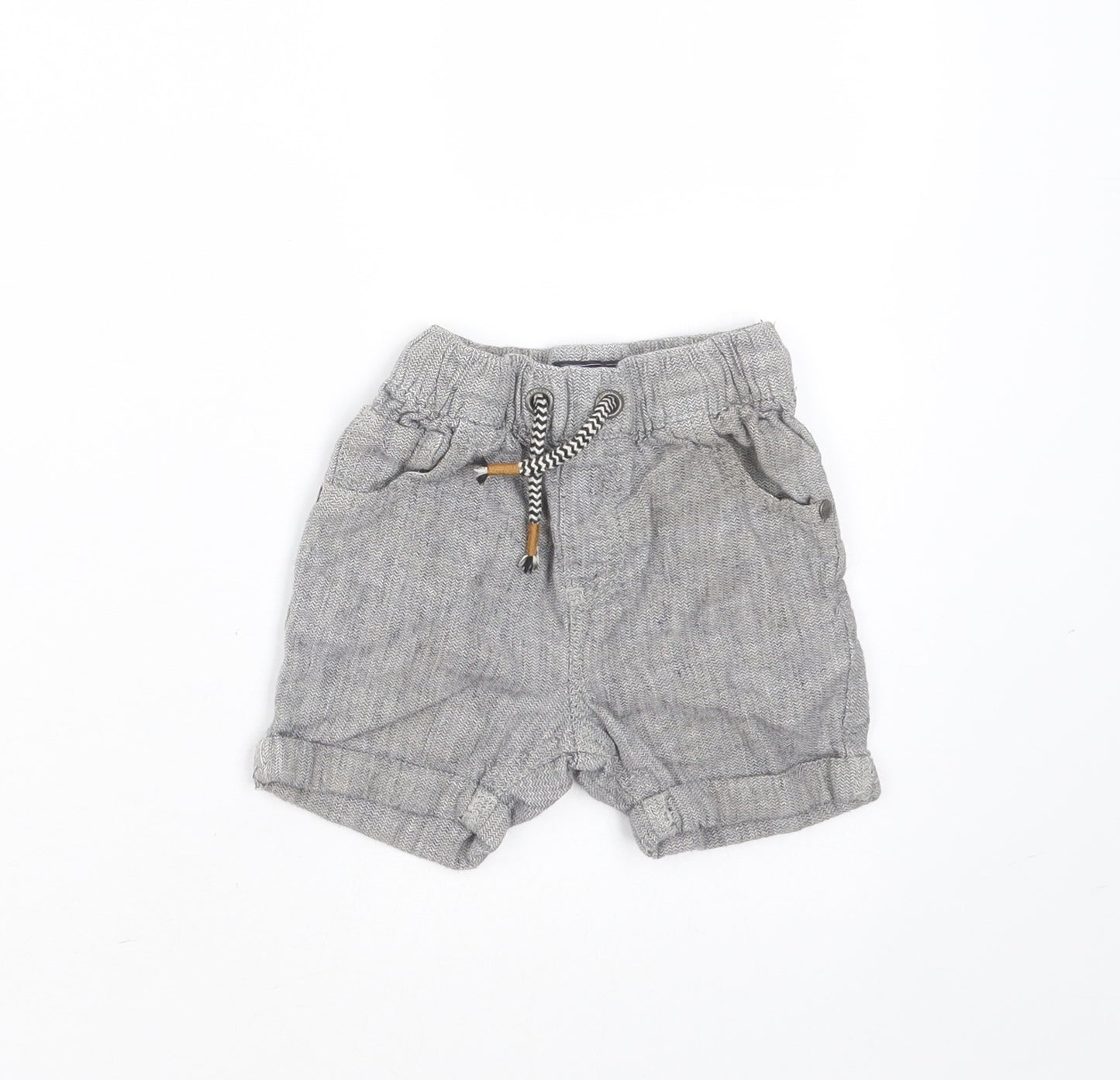 NEXT Baby Grey  Linen Cropped Trousers Size 18-24 Months  Drawstring - shorts