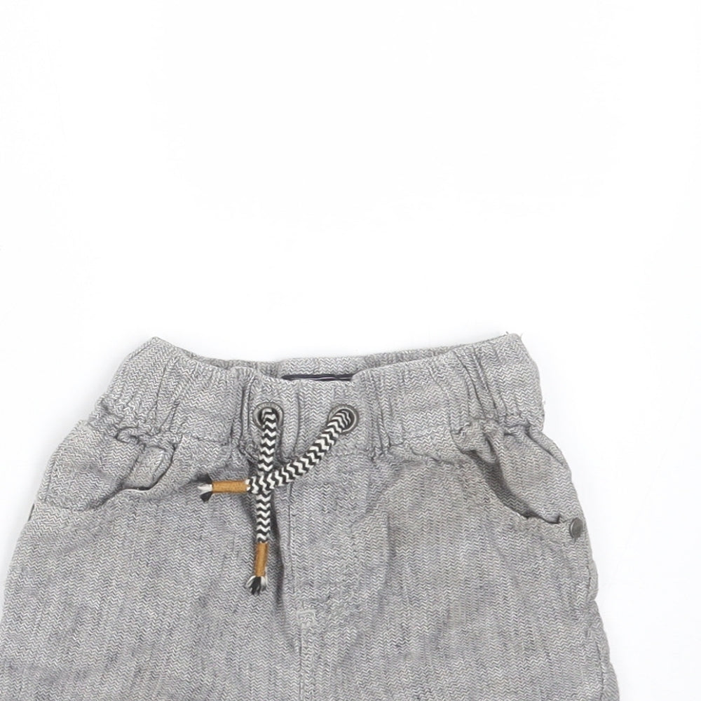 NEXT Baby Grey  Linen Cropped Trousers Size 18-24 Months  Drawstring - shorts