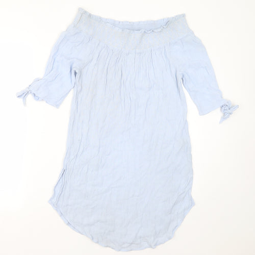 New Look Womens Blue  Viscose Basic Blouse Size M Round Neck