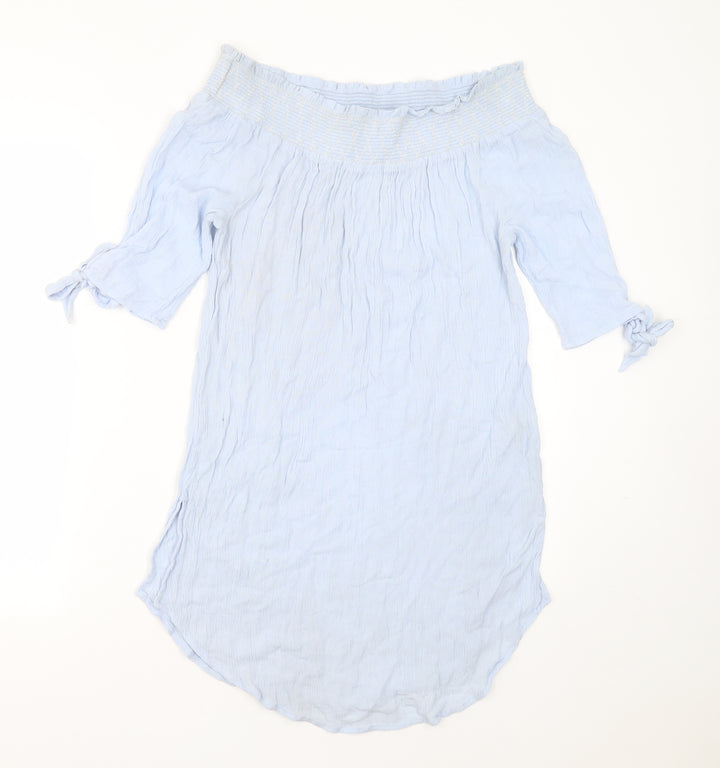 New Look Womens Blue  Viscose Basic Blouse Size M Round Neck