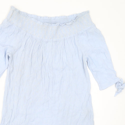 New Look Womens Blue  Viscose Basic Blouse Size M Round Neck