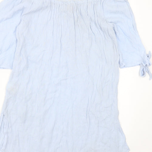 New Look Womens Blue  Viscose Basic Blouse Size M Round Neck