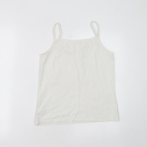 Fat Face Womens White  Cotton Camisole T-Shirt Size 12 Round Neck